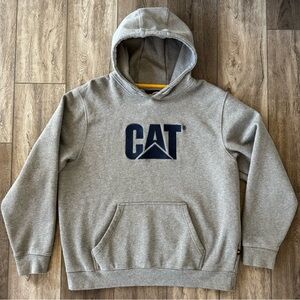 CAT Caterpillar Trademark Hoodie Sweatshirt Men’s 2XL XXL Gray Embroidered Logo